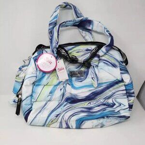 Justice Girls blue Swirl Print Quilted Duffle Bag with Pouch, 2-Piece Set TRAVEL